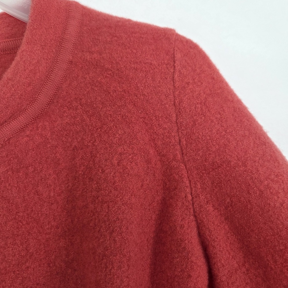 Jones Of New York 100% Merino Wool Orange Artsy 3/4 Puff Sleeve Cardigan Sz Lrg - Picture 9 of 16